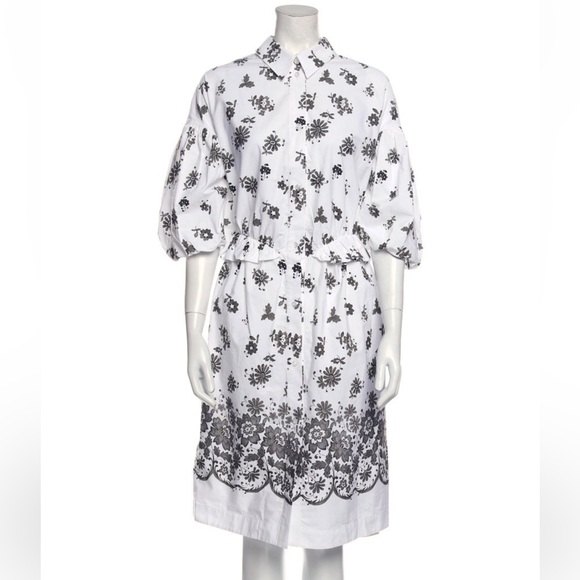 Simone Rocha White and Black Midi Dress with Bishop Sleeves - Picture 1 of 3